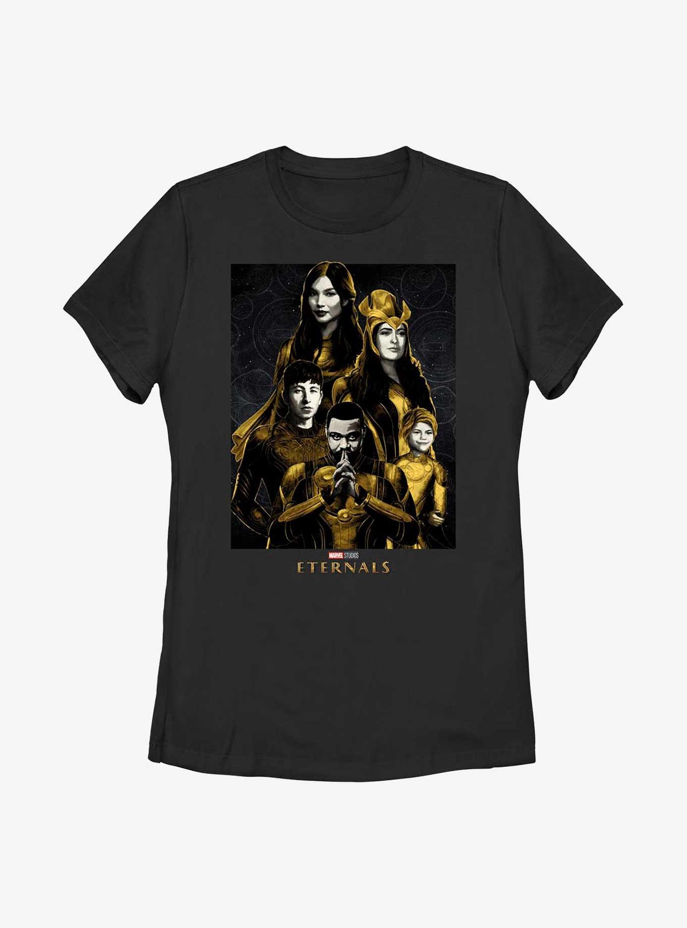 Marvel Eternals Heroes Stacked Womens T-Shirt, BLACK, hi-res