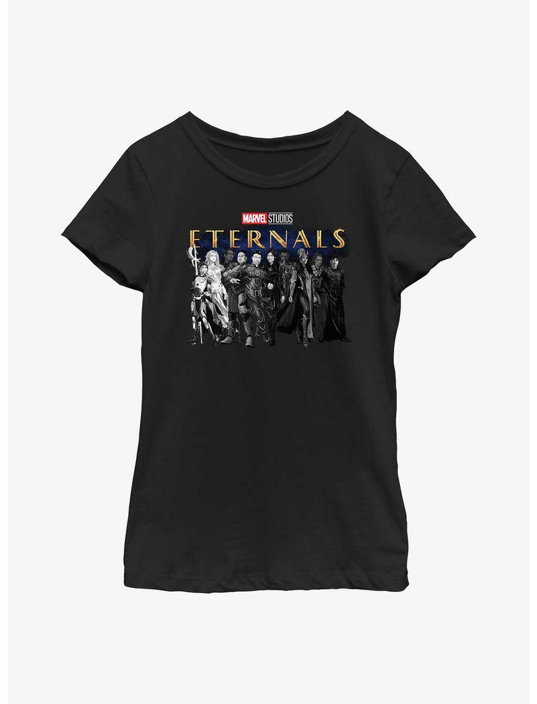 Marvel Eternals Heroes Lineup Youth Girls T-Shirt, BLACK, hi-res
