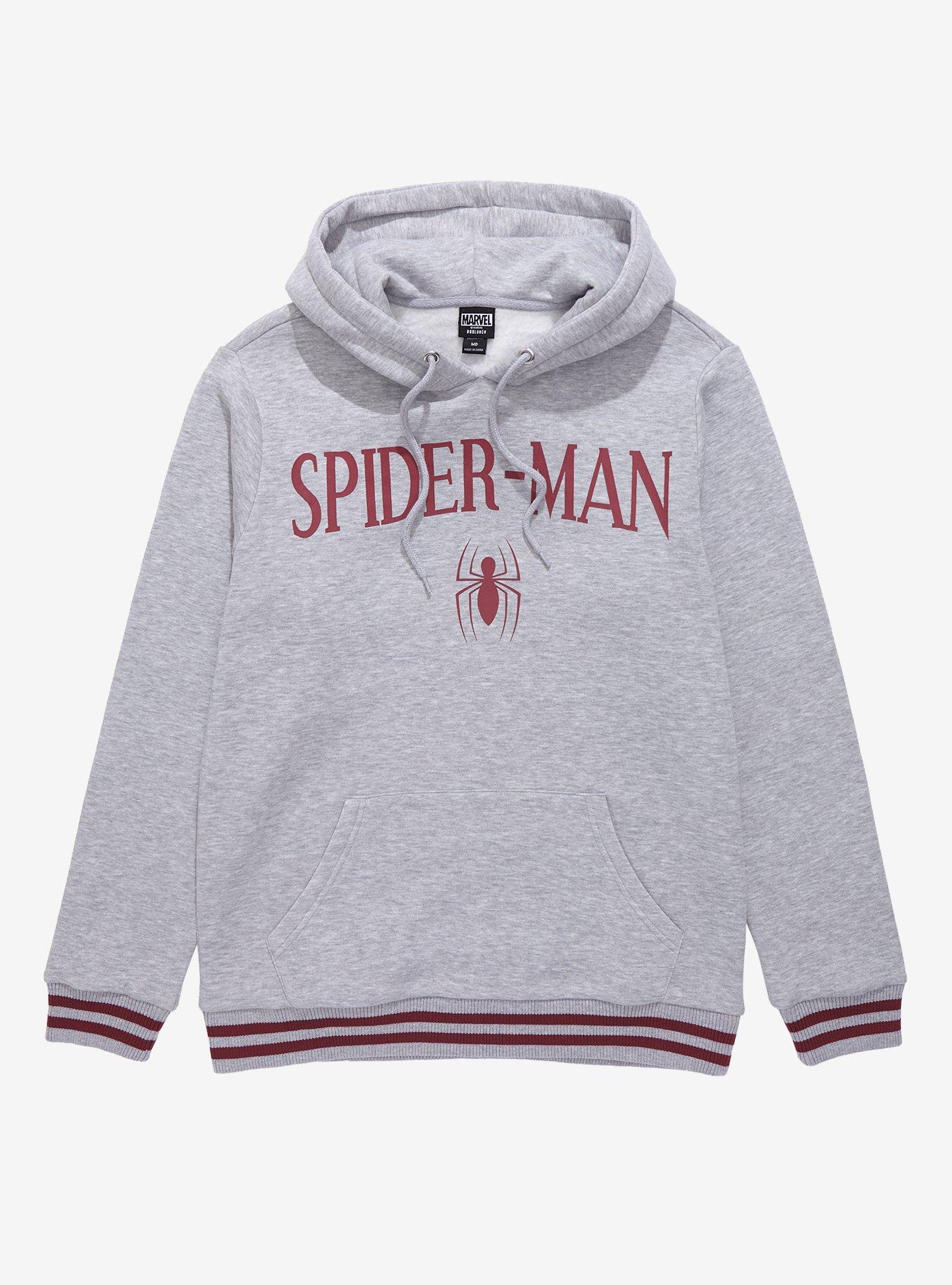 Marvel Spider-Man Spider Logo Hoodie - BoxLunch Exclusive, GREY HEATHER, hi-res
