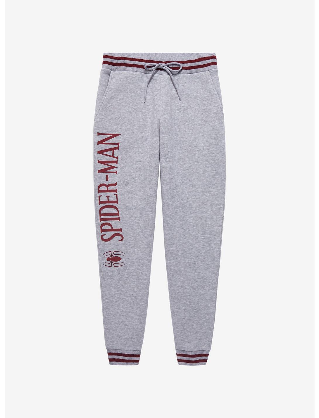 Marvel Spider-Man Striped Joggers - BoxLunch Exclusive, HEATHER GREY, hi-res