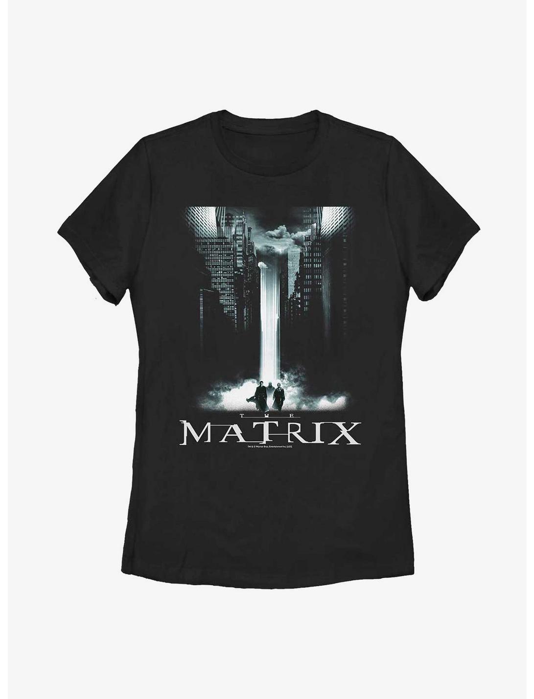 The Matrix Cityscape Poster Womens T-Shirt, BLACK, hi-res