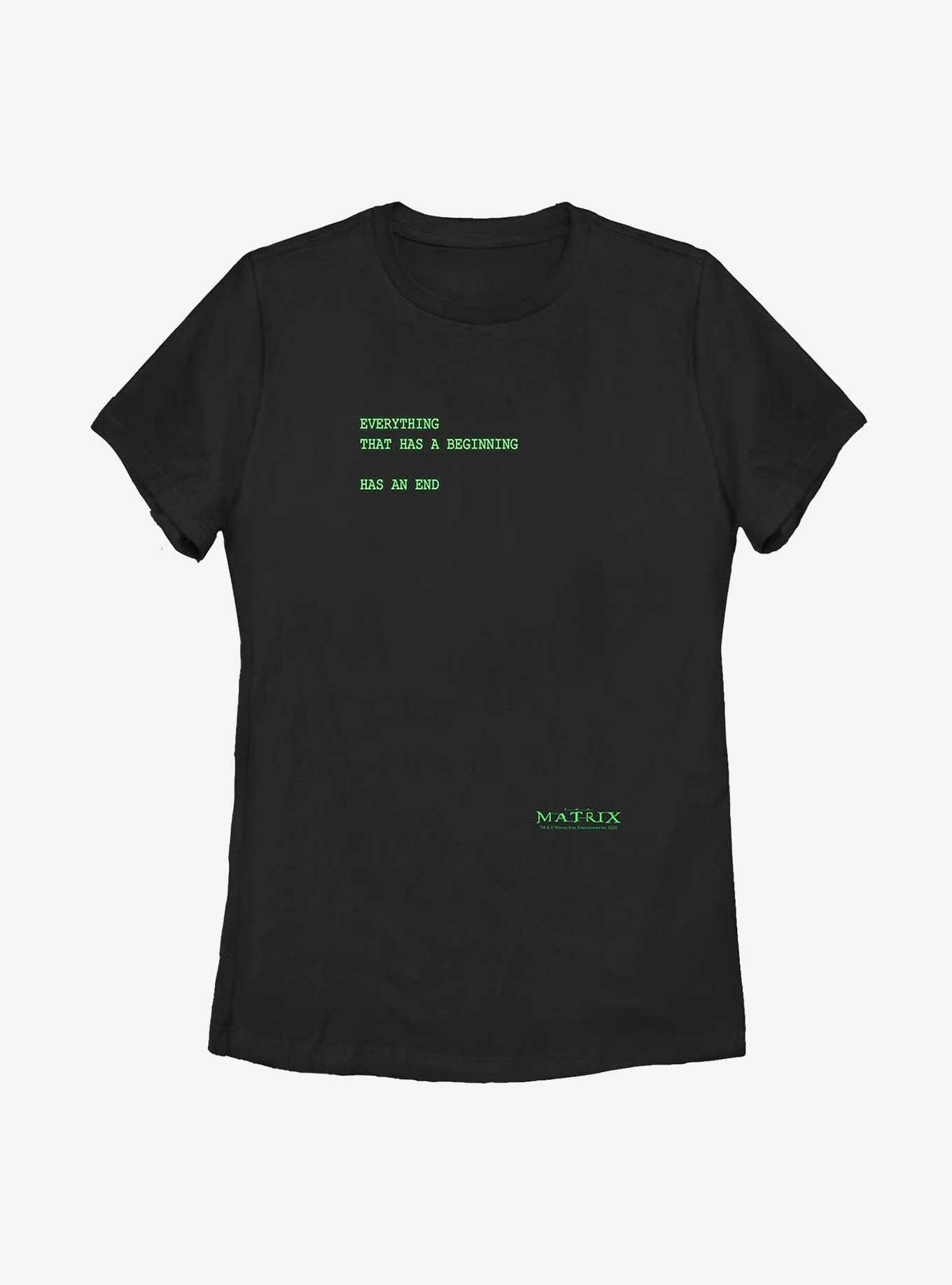 The Matrix Everything Has An End Womens T-Shirt, BLACK, hi-res