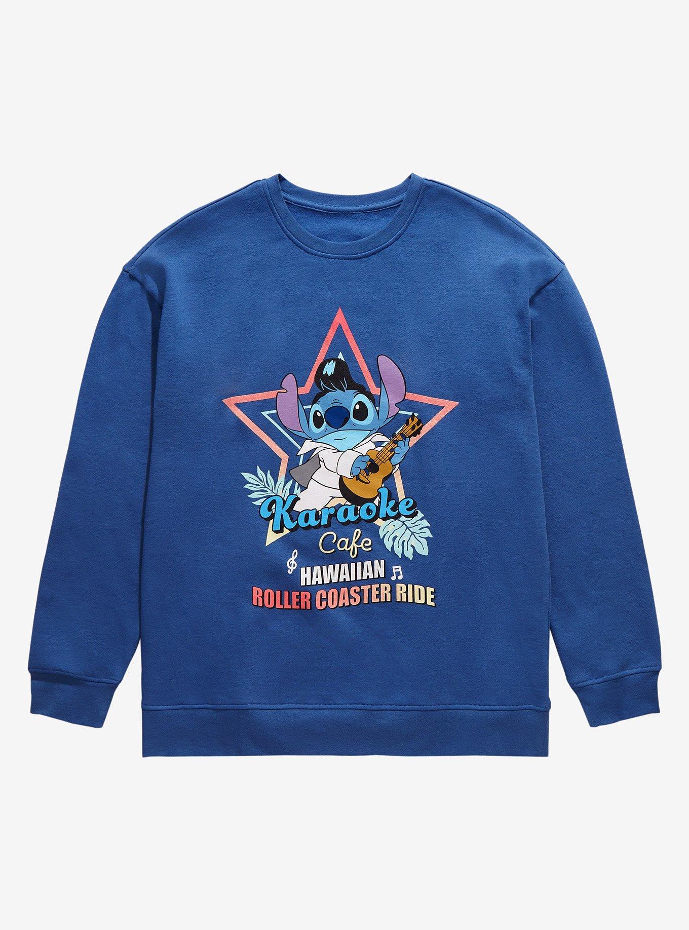 Disney Lilo & Stitch Elvis Stitch Karaoke Cafe Crewneck, BLUE, hi-res