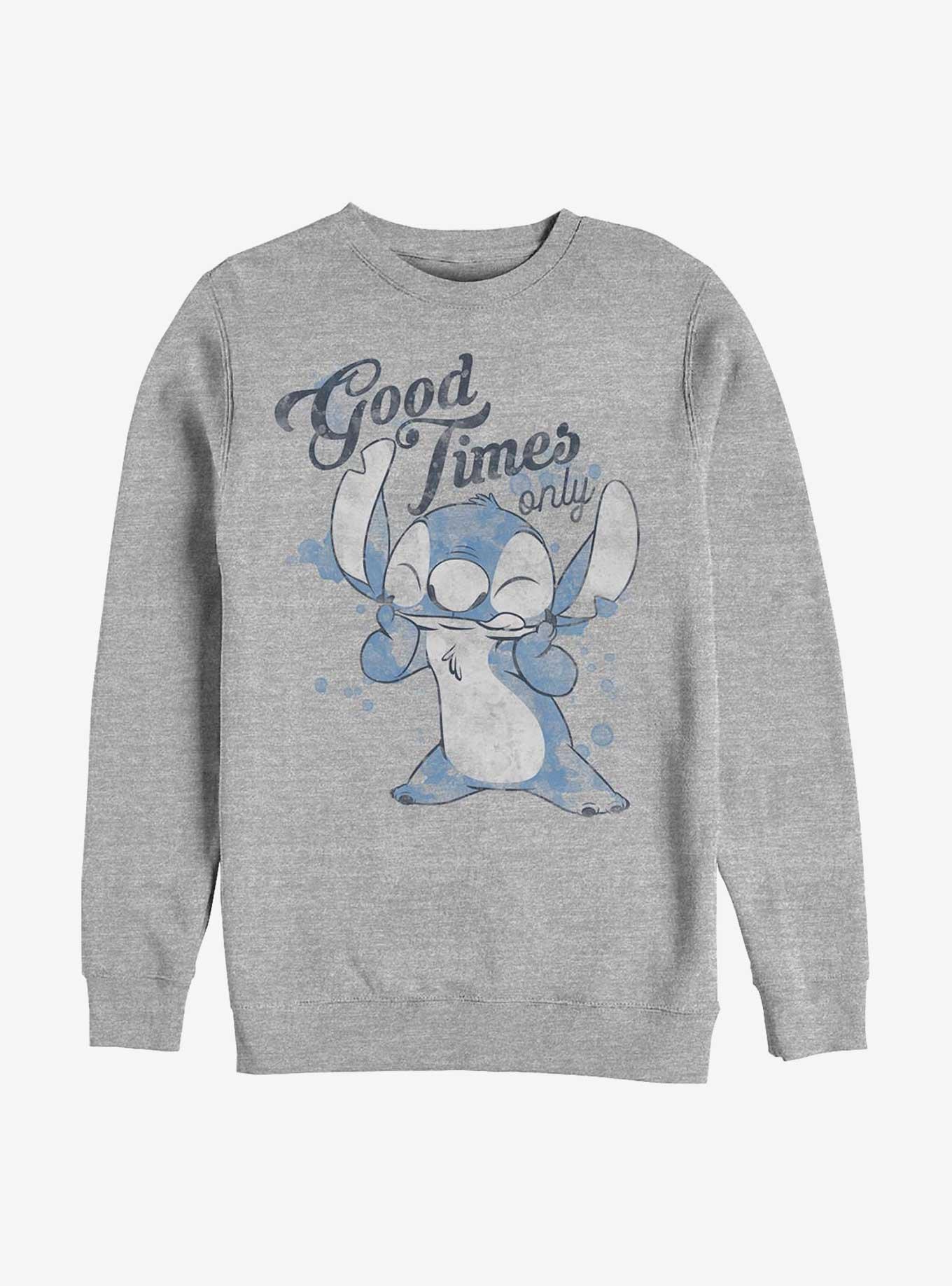 Disney Lilo & Stitch Good Times Only Crew Sweatshirt, ATH HTR, hi-res