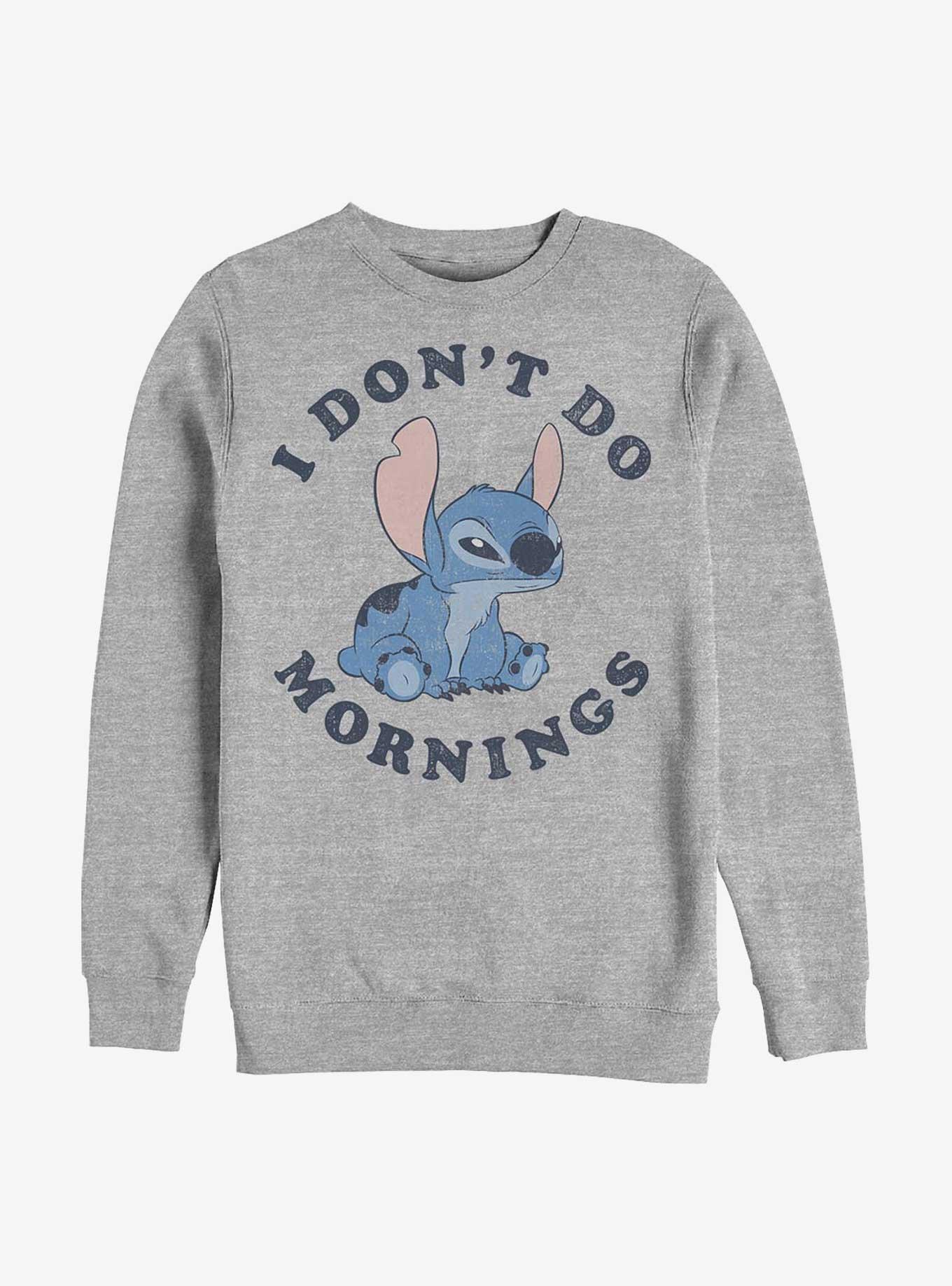 Disney Lilo & Stitch I Don't Do Mornings Crew Sweatshirt, ATH HTR, hi-res