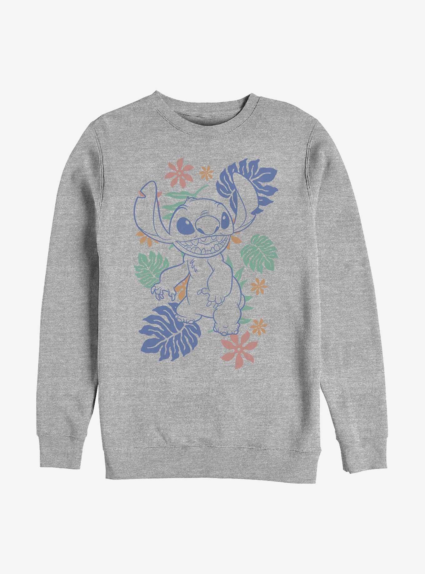 Disney Lilo & Stitch Tropical Stitch Crew Sweatshirt, ATH HTR, hi-res