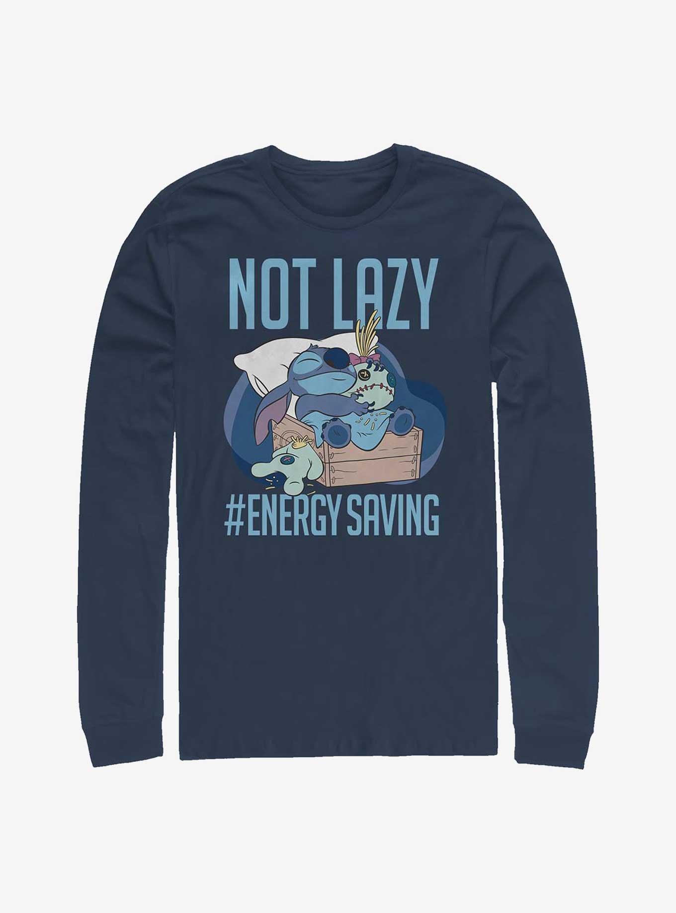 Disney Lilo & Stitch Not Lazy Energy Saving Long-Sleeve T-Shirt, NAVY, hi-res