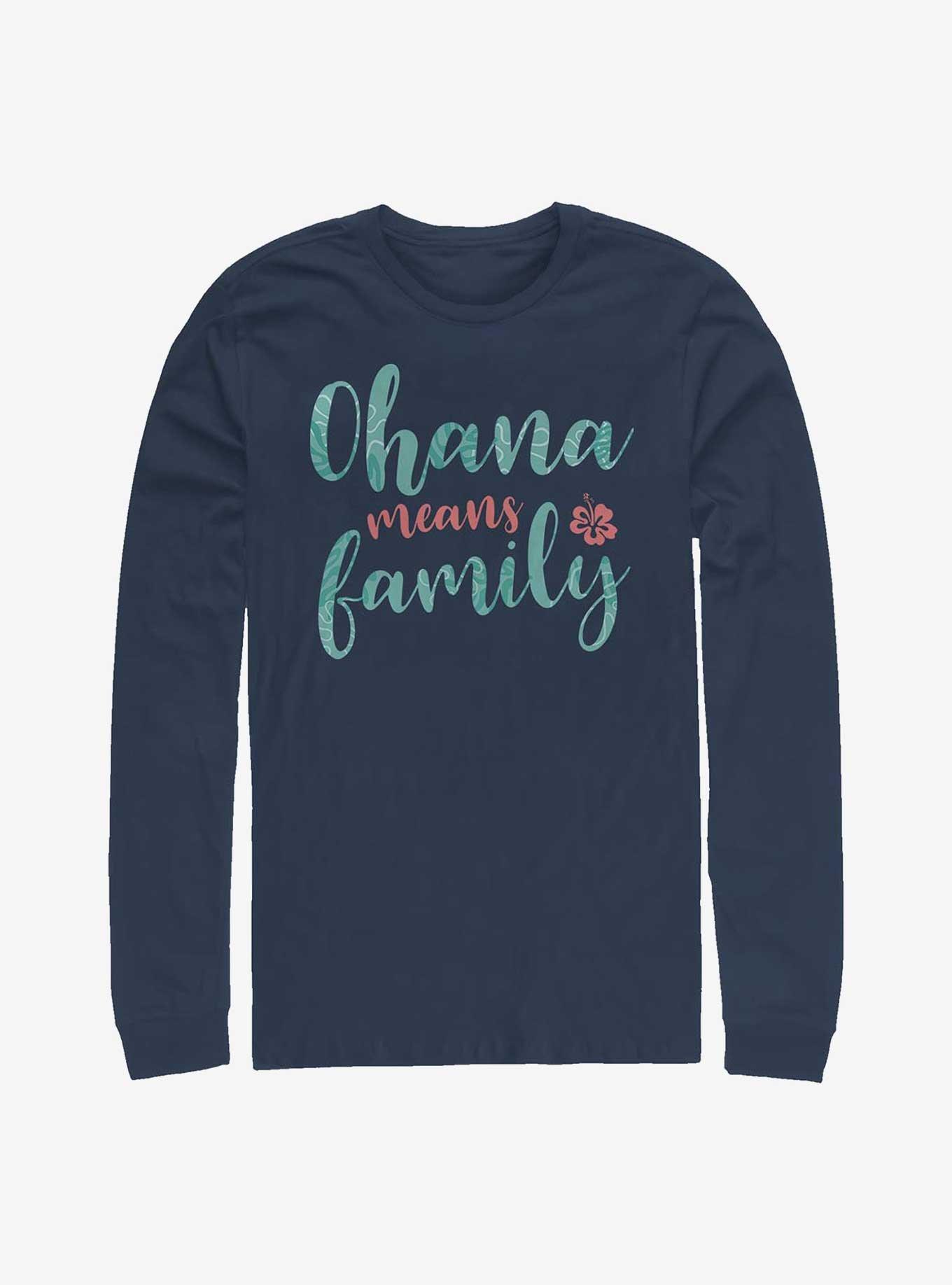 Disney Lilo & Stitch Ohana Script Long-Sleeve T-Shirt, NAVY, hi-res