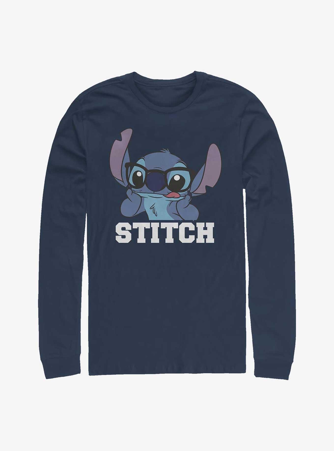 Disney Lilo & Stitch Tongue Out Long-Sleeve T-Shirt, NAVY, hi-res
