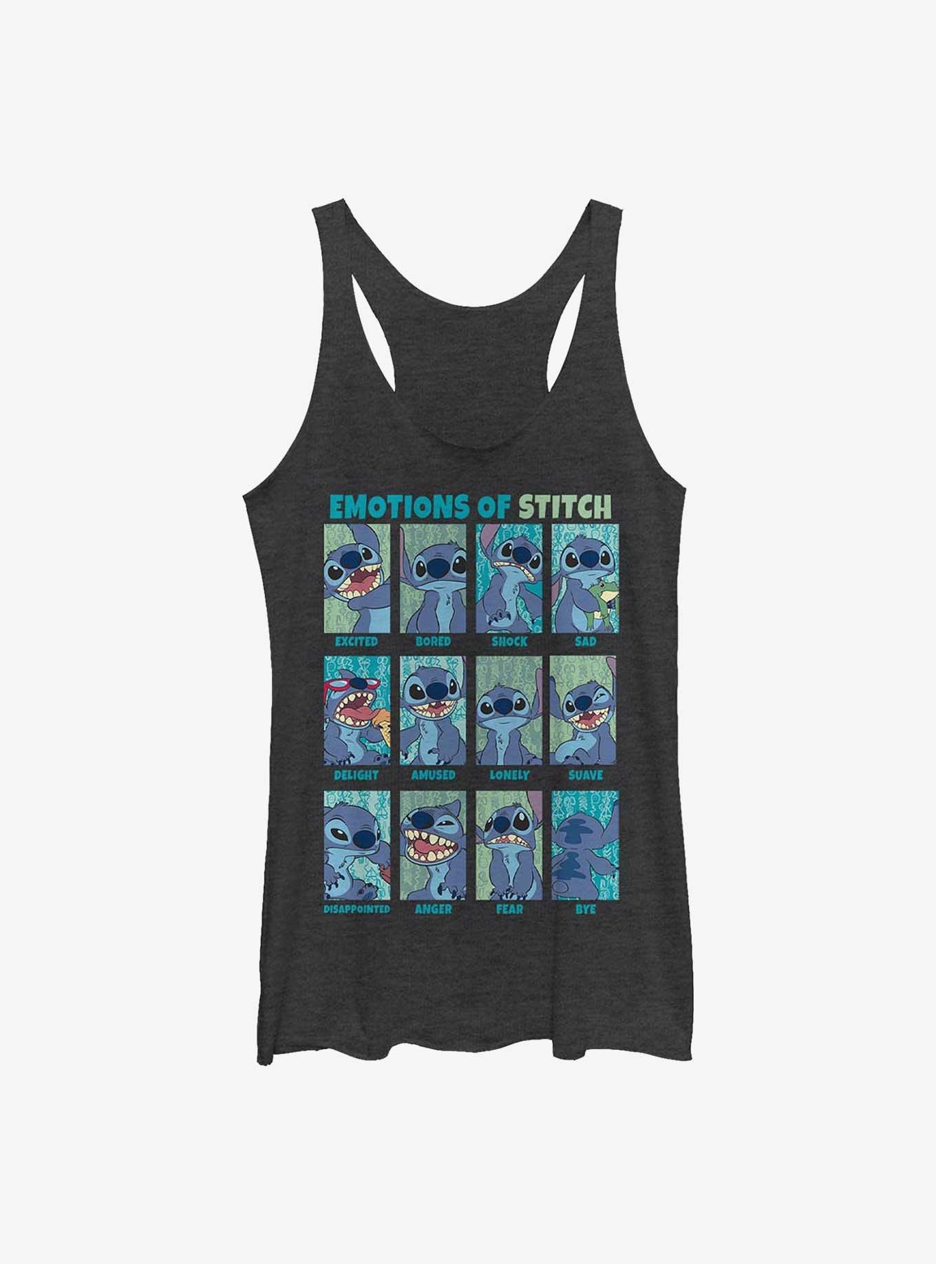 Disney Lilo & Stitch Emotions Of Stitch Girls Tank, BLK HTR, hi-res