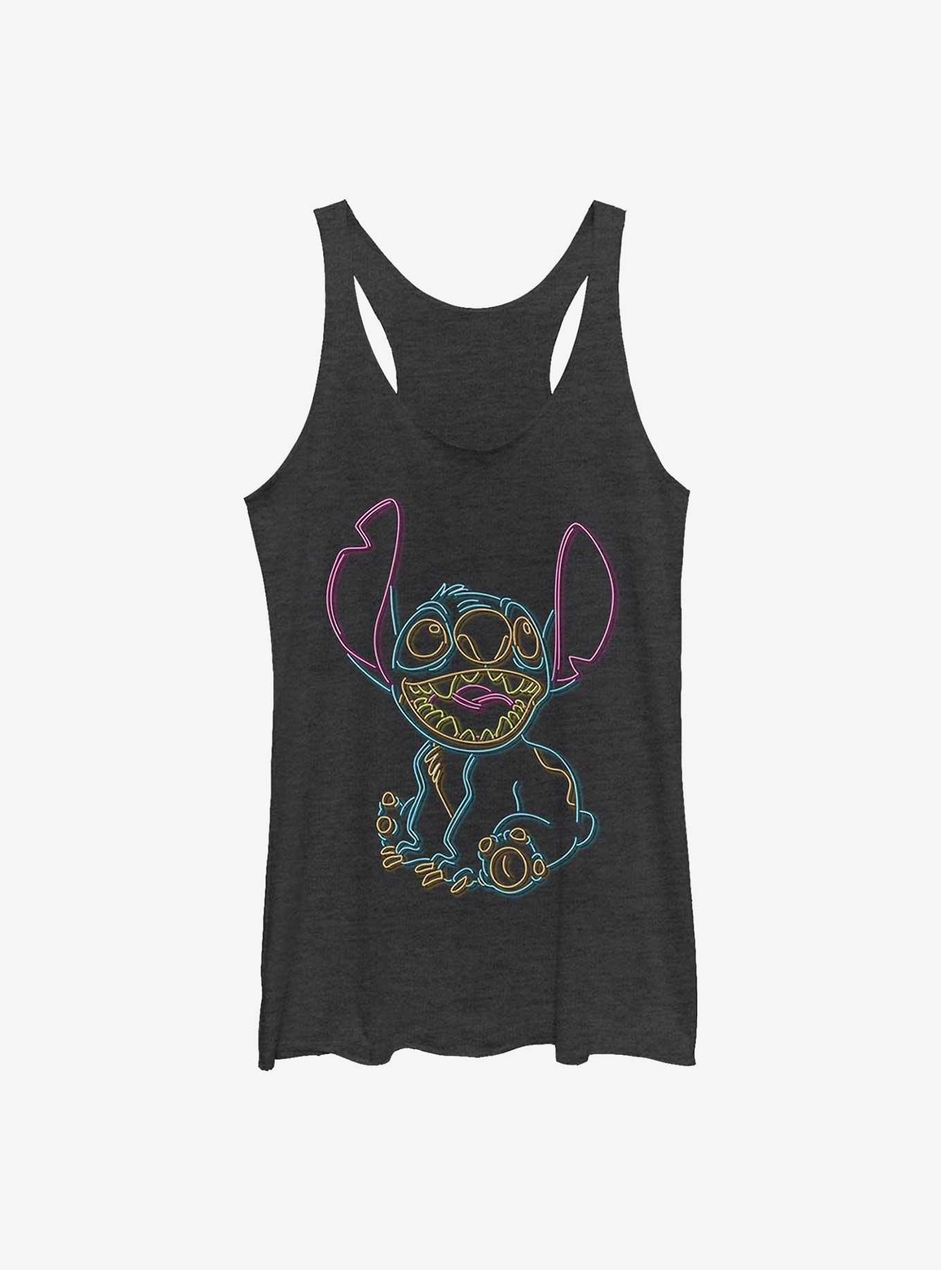 Disney Lilo & Stitch Neon Stitch Girls Tank, BLK HTR, hi-res