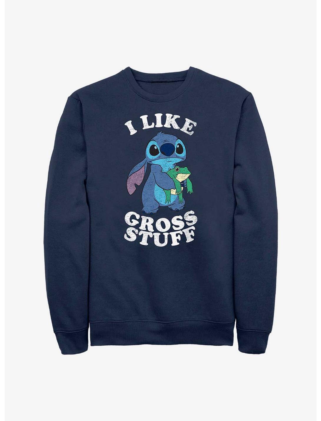 Disney Lilo & Stitch I Like Gross Stuff Stitch Crew Sweatshirt, NAVY, hi-res