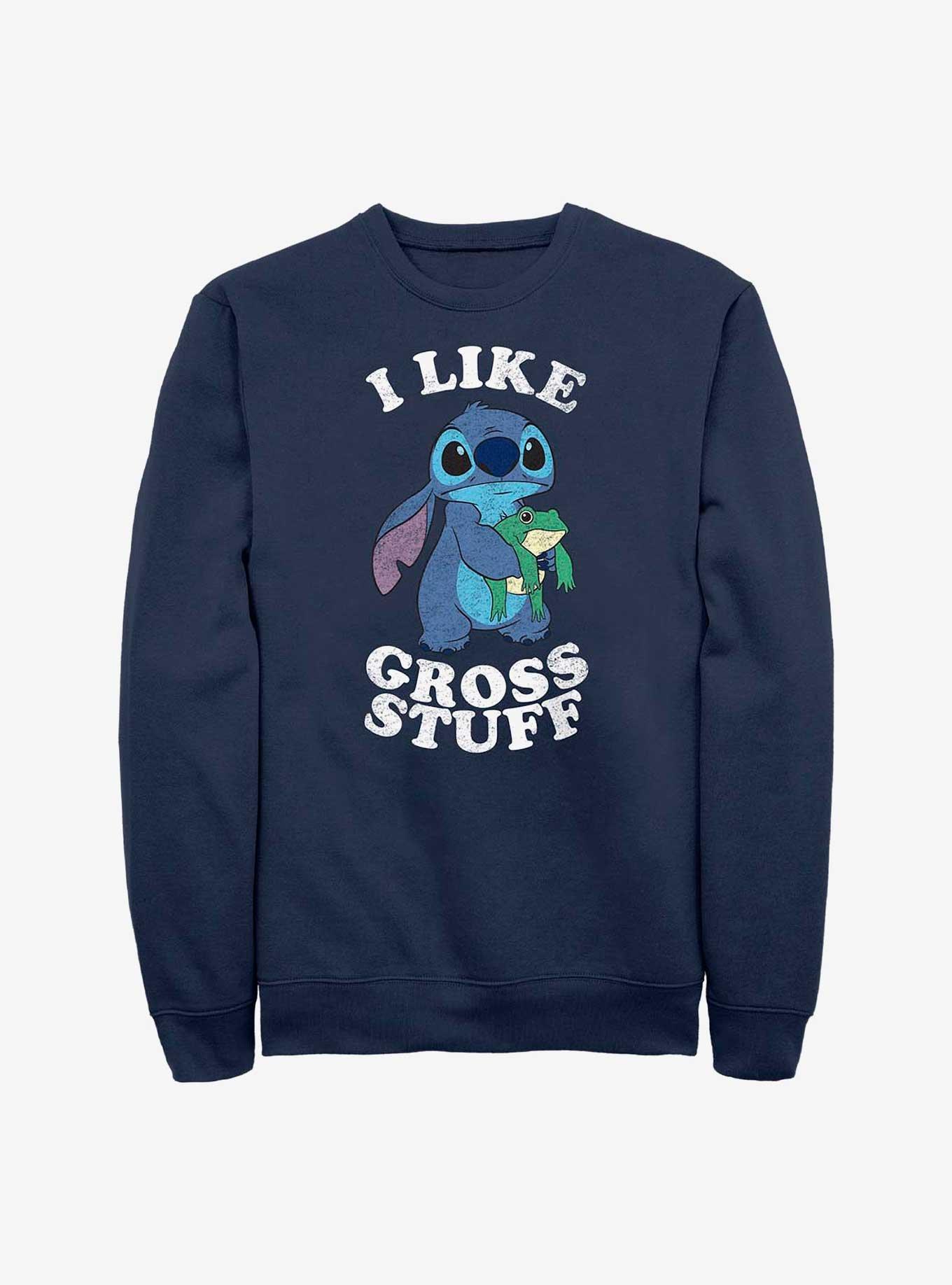 Disney Lilo & Stitch I Like Gross Stuff Stitch Crew Sweatshirt, NAVY, hi-res