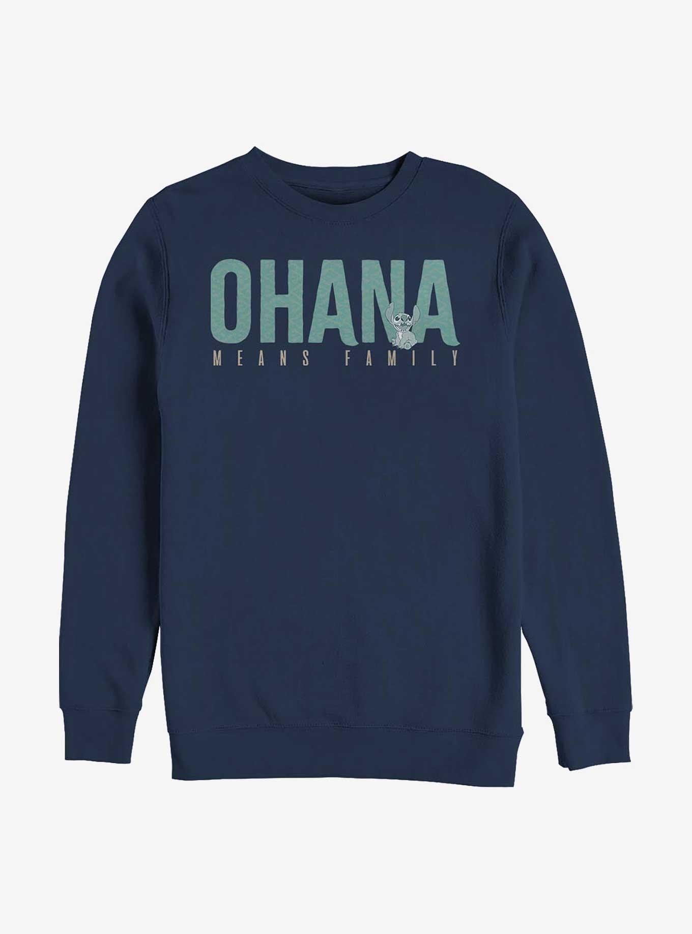 Disney Lilo & Stitch Ohana Bold Crew Sweatshirt, NAVY, hi-res