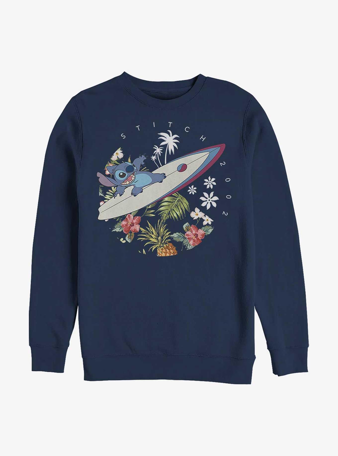 Disney Lilo & Stitch Surfer Dude Crew Sweatshirt, NAVY, hi-res