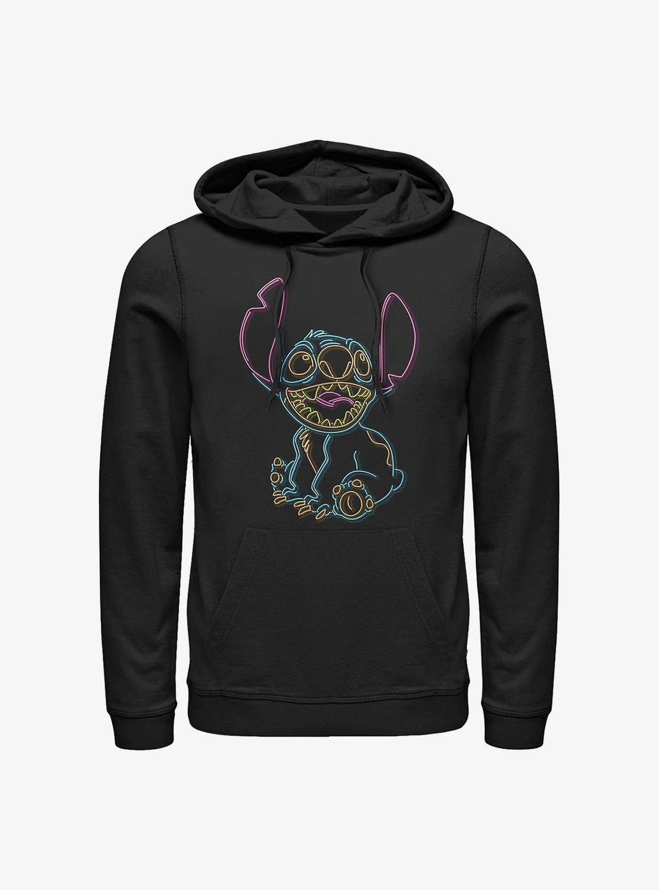 Disney Lilo & Stitch Neon Stitch Hoodie, BLACK, hi-res