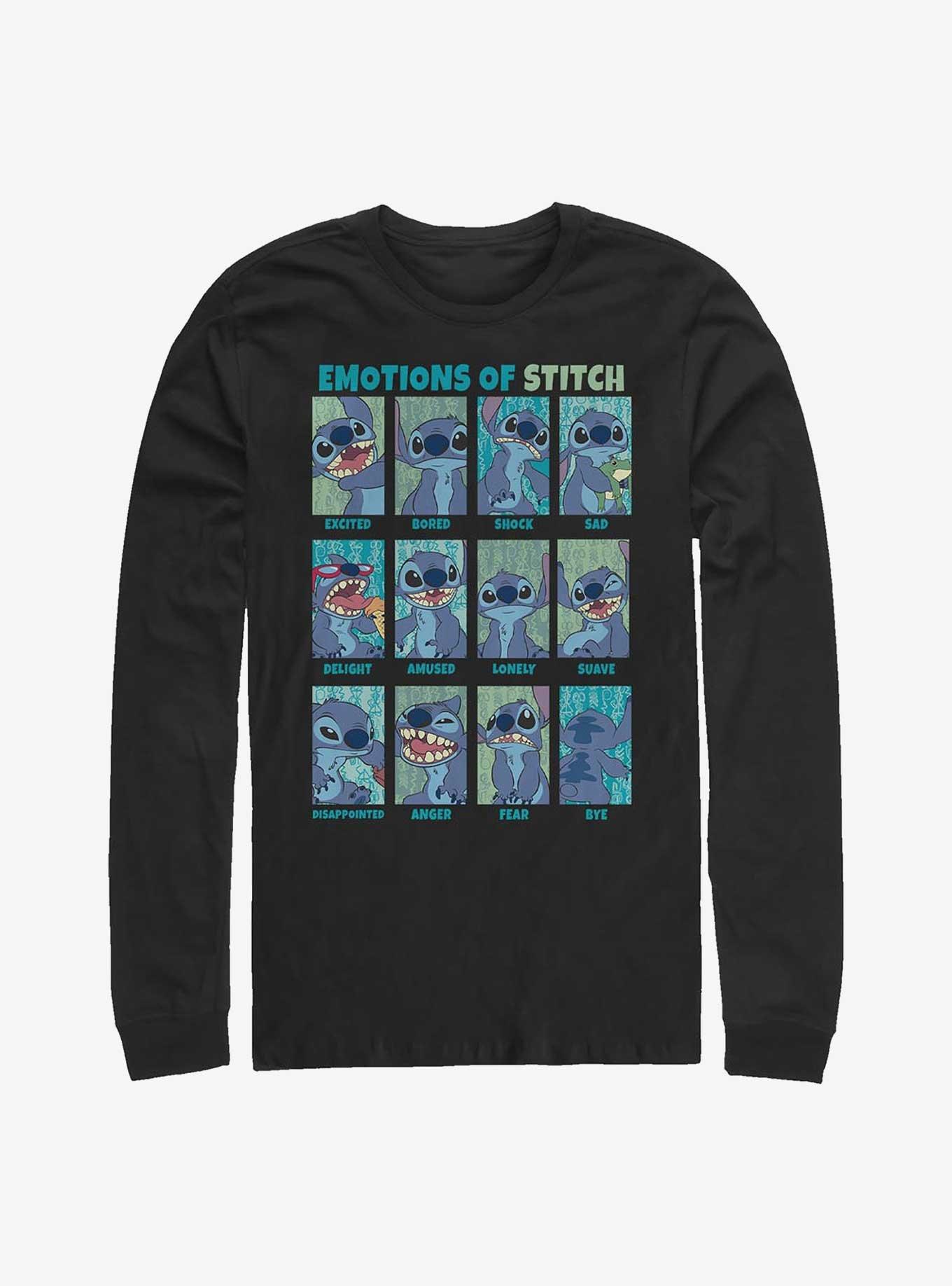 Disney Lilo & Stitch Emotions Of Stitch Long-Sleeve T-Shirt, BLACK, hi-res