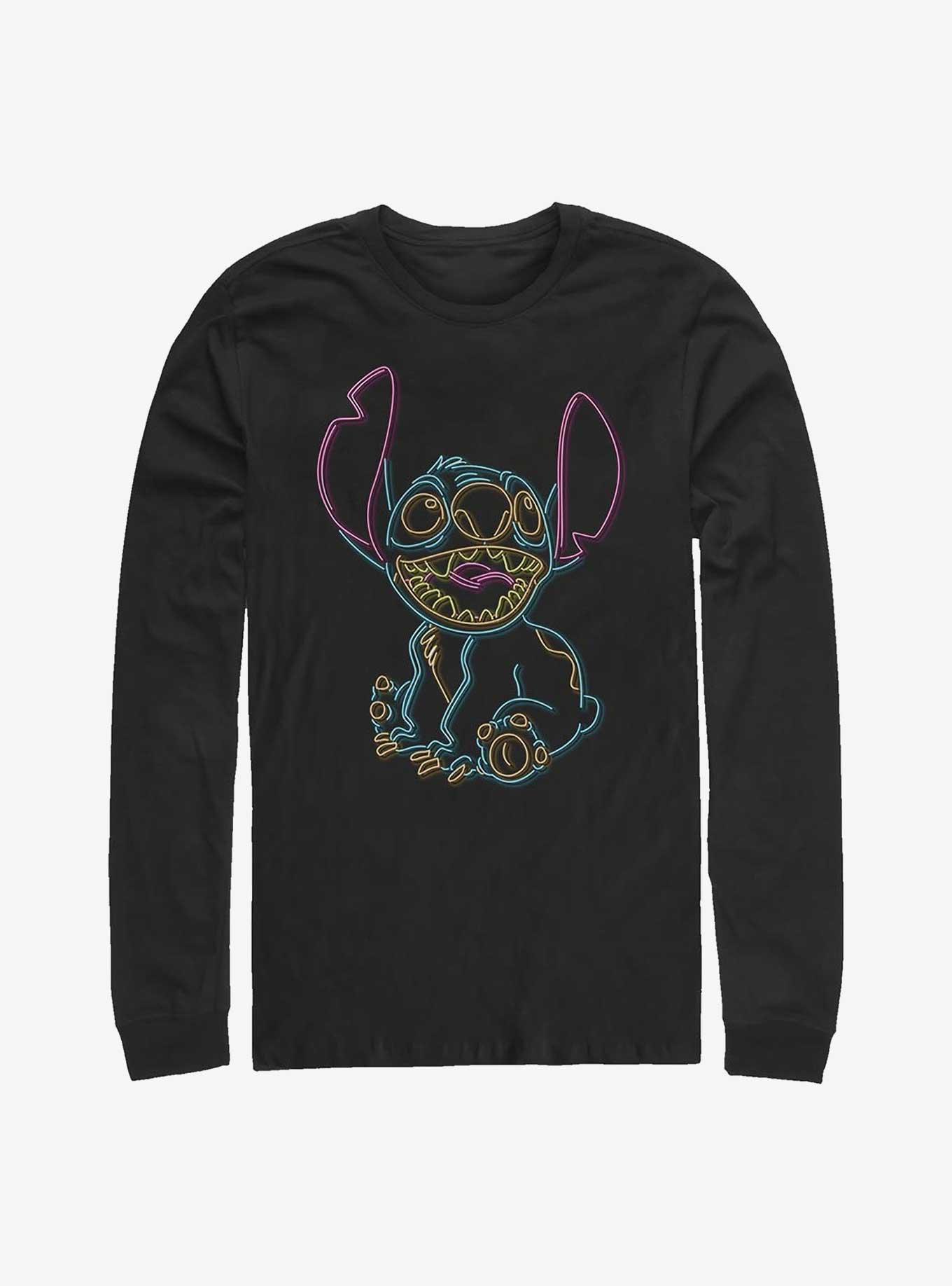 Disney Lilo & Stitch Neon Stitch Long-Sleeve T-Shirt, BLACK, hi-res