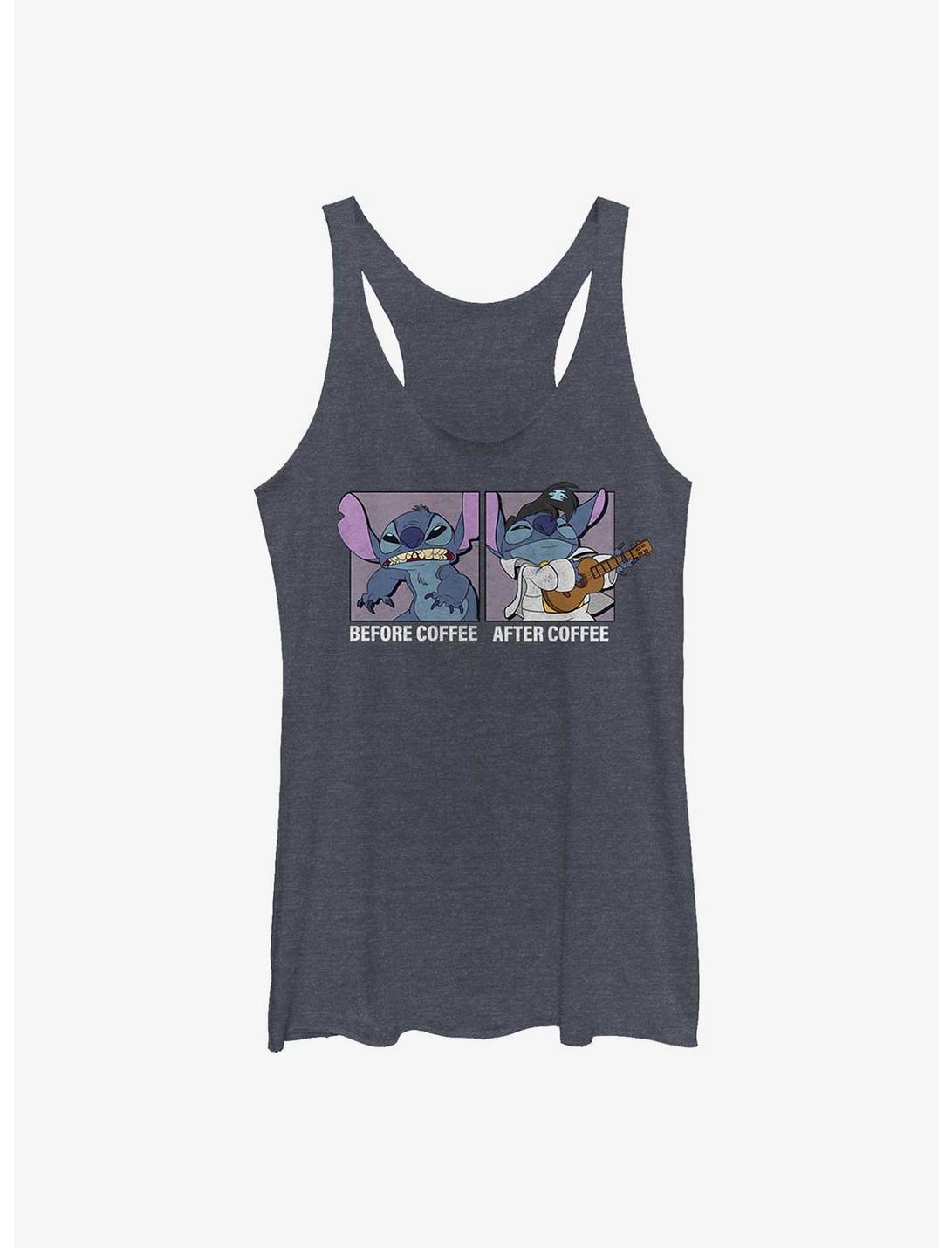 Disney Lilo & Stitch Before Coffee After Coffee Girls Tank, NAVY HTR, hi-res