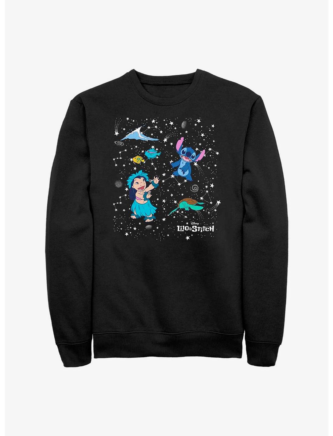 Disney Lilo & Stitch Constellation Crew Sweatshirt, BLACK, hi-res