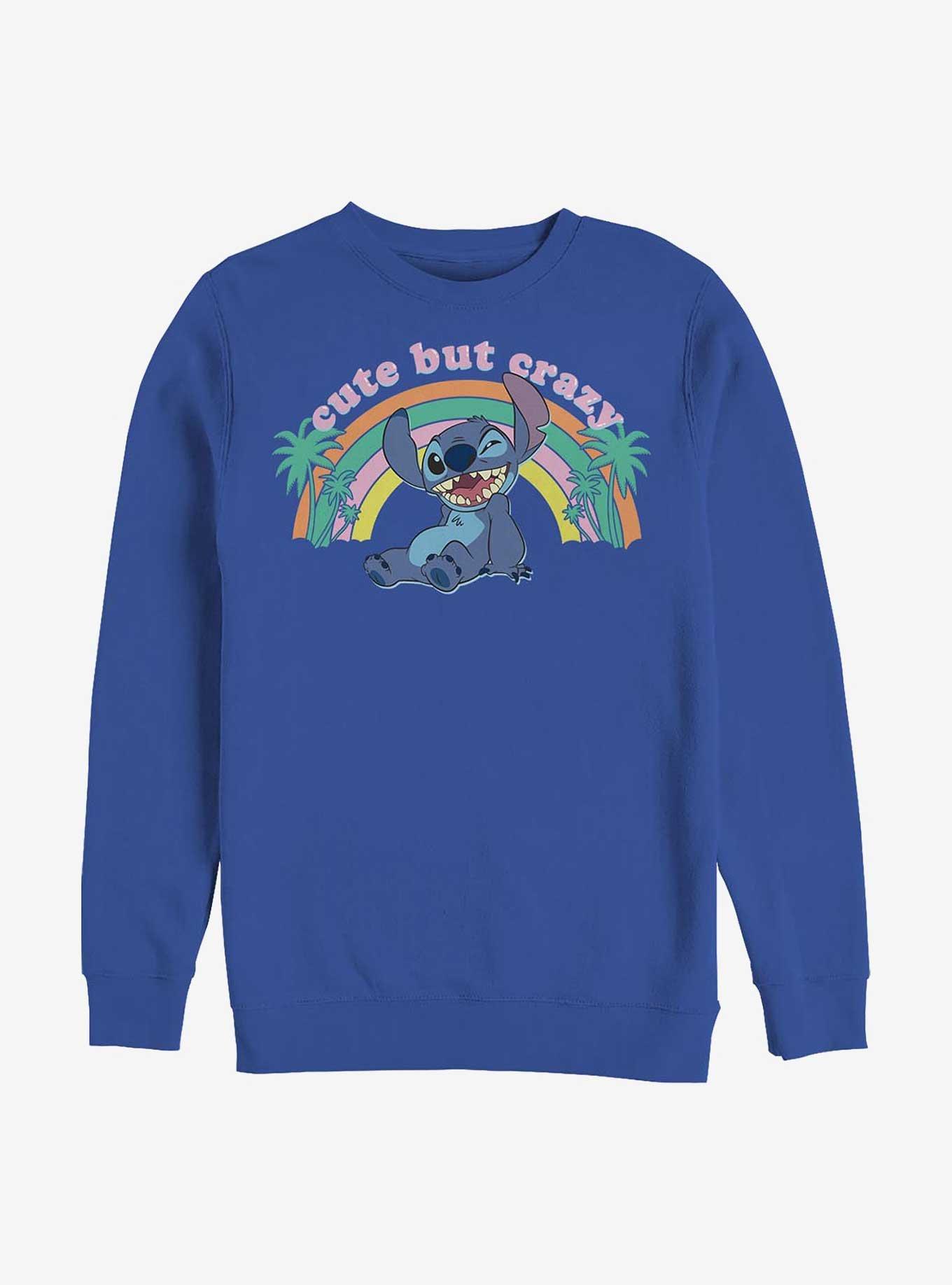 Disney Lilo & Stitch Cute But Crazy Crew Sweatshirt, ROYAL, hi-res