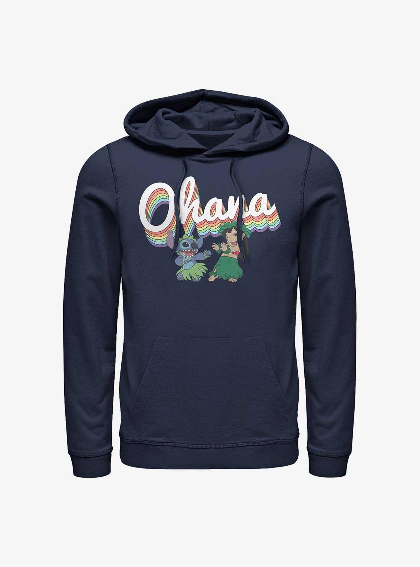 Disney Lilo & Stitch Rainbow Ohana Hoodie, NAVY, hi-res