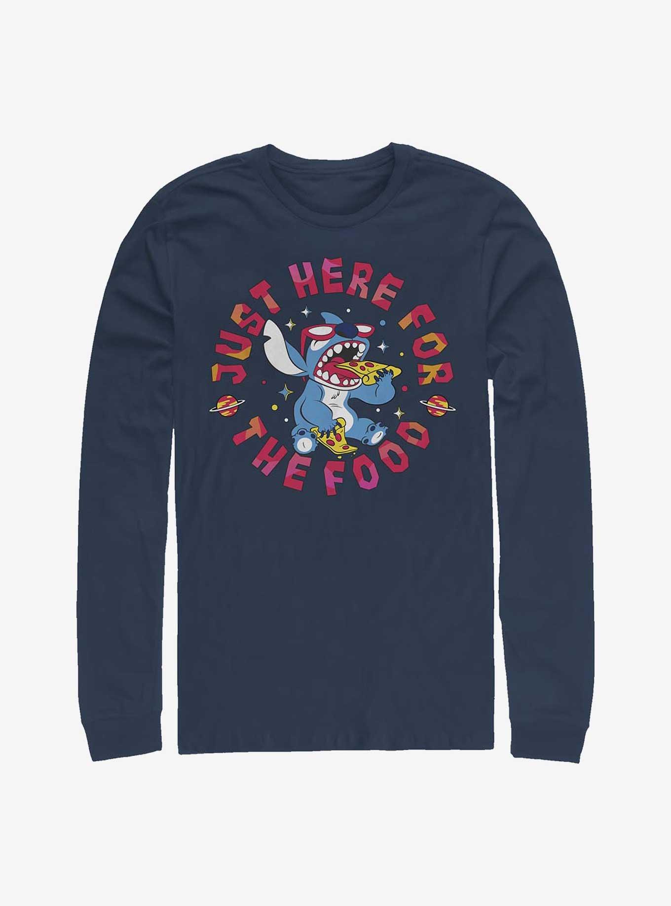 Disney Lilo & Stitch Just Here For The Food Long-Sleeve T-Shirt, NAVY, hi-res