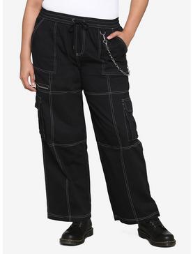 Black & White Stitch Chain Carpenter Pants Plus Size, , hi-res