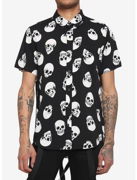 Large Skull Woven Button-Up, , hi-res