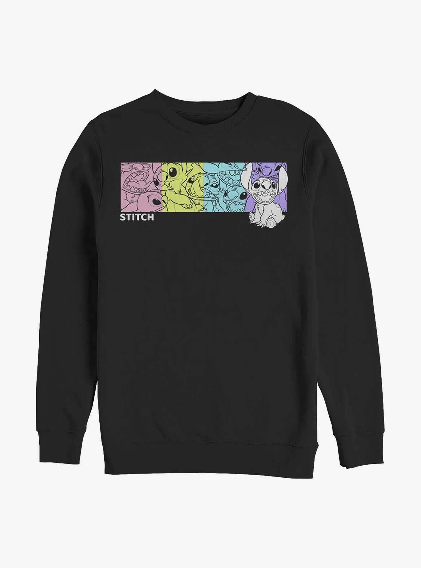 Disney Lilo & Stitch Colorful Stitches Crew Sweatshirt, BLACK, hi-res
