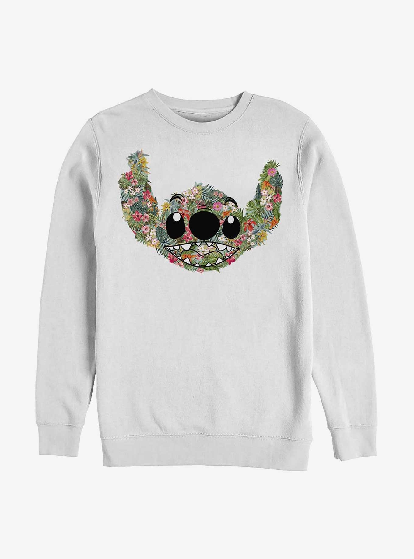 Disney Lilo & Stitch Floral Crew Sweatshirt, WHITE, hi-res