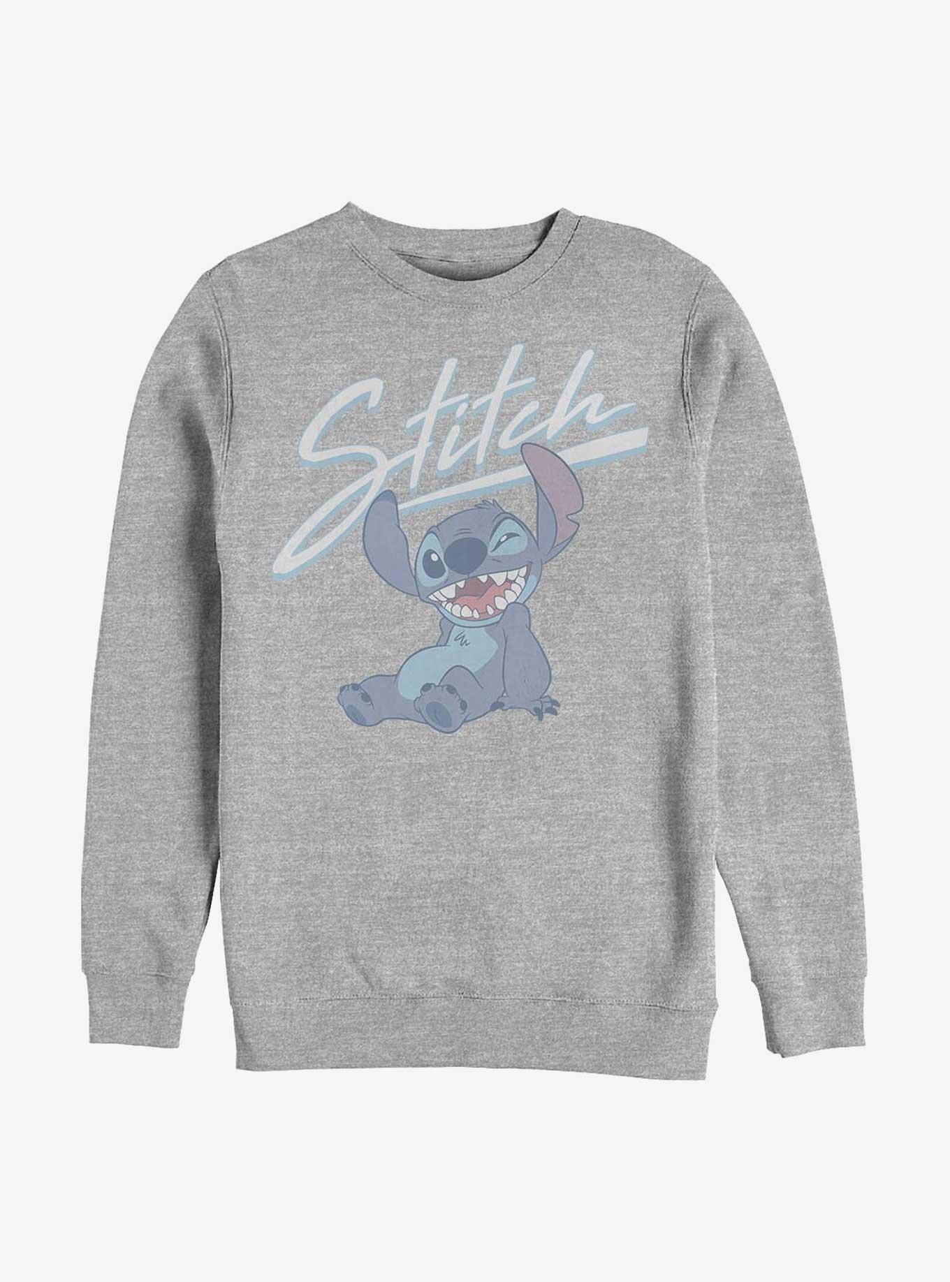 Disney Lilo & Stitch Wink Crew Sweatshirt, ATH HTR, hi-res