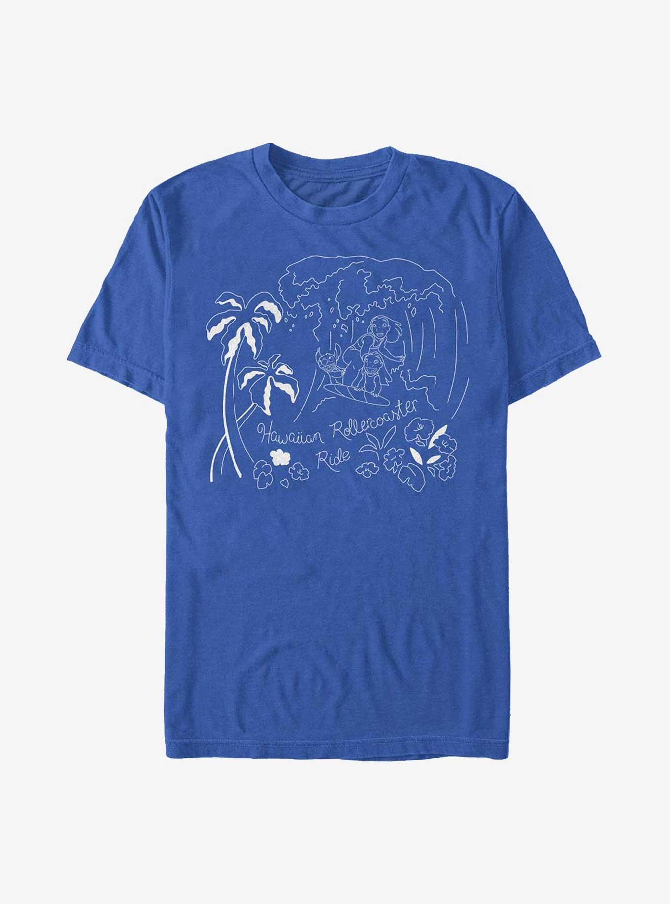 Disney Lilo & Stitch Hawaiian Rollercoaster Ride T-Shirt, ROYAL, hi-res
