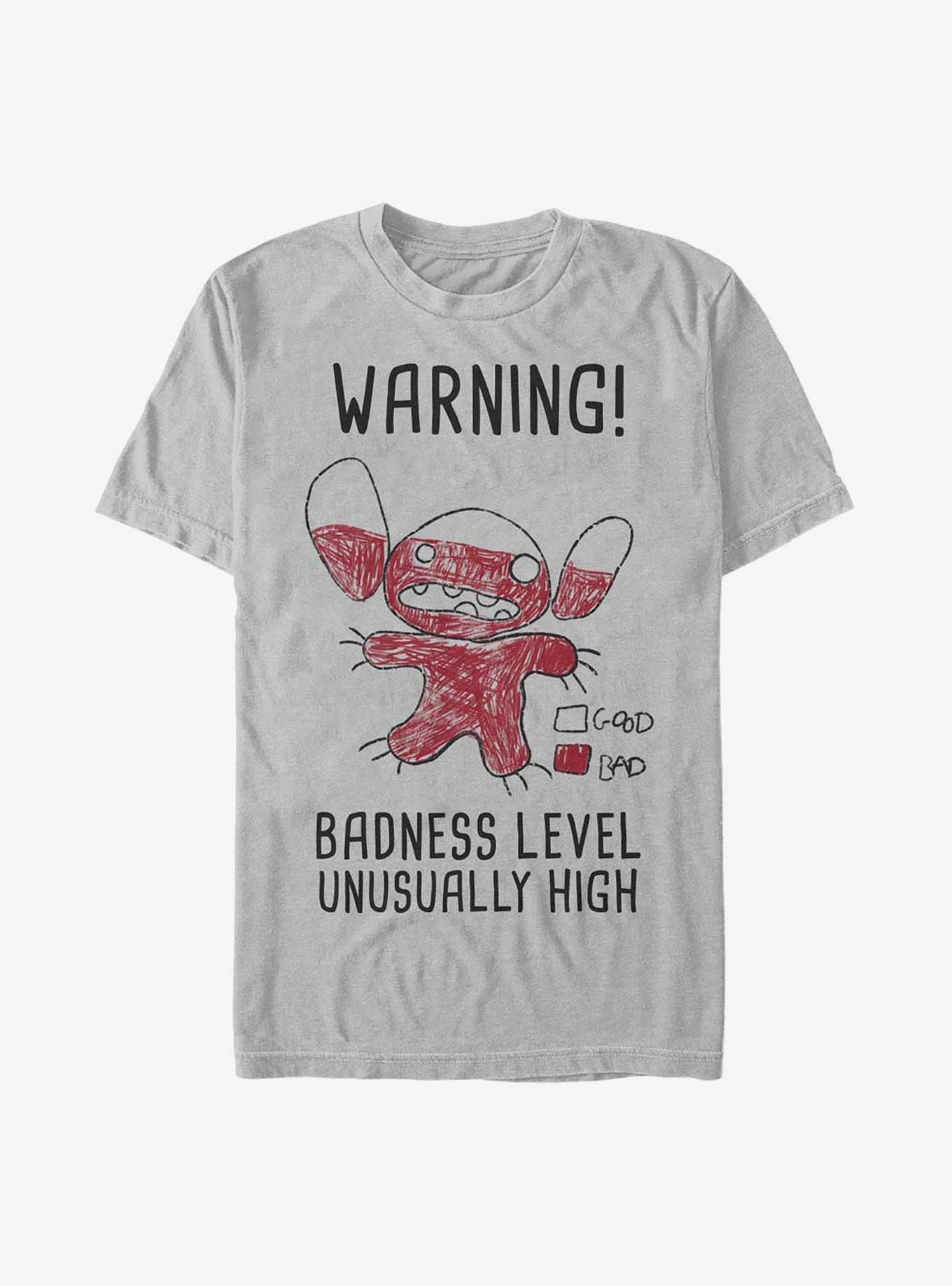 Disney Lilo & Stitch Warning Drawing Sitch T-Shirt, SILVER, hi-res