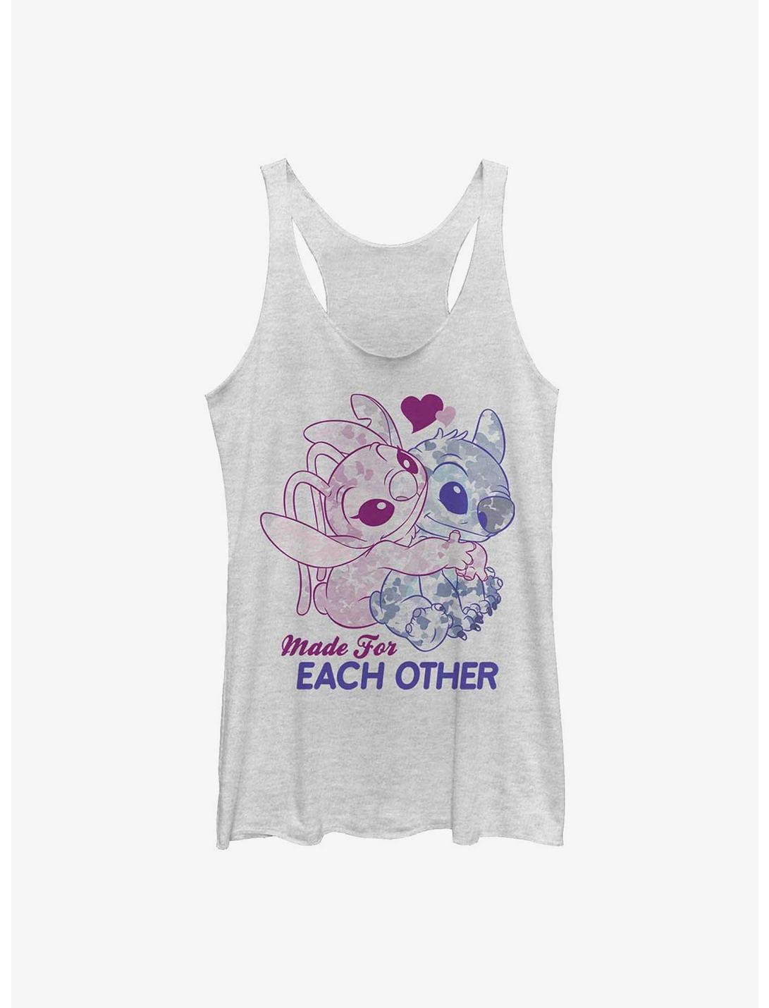 Disney Lilo & Stitch Made For Eachother Girls Tank, WHITE HTR, hi-res