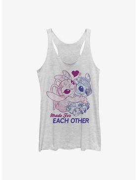 Disney Lilo & Stitch Made For Eachother Girls Tank, WHITE HTR, hi-res