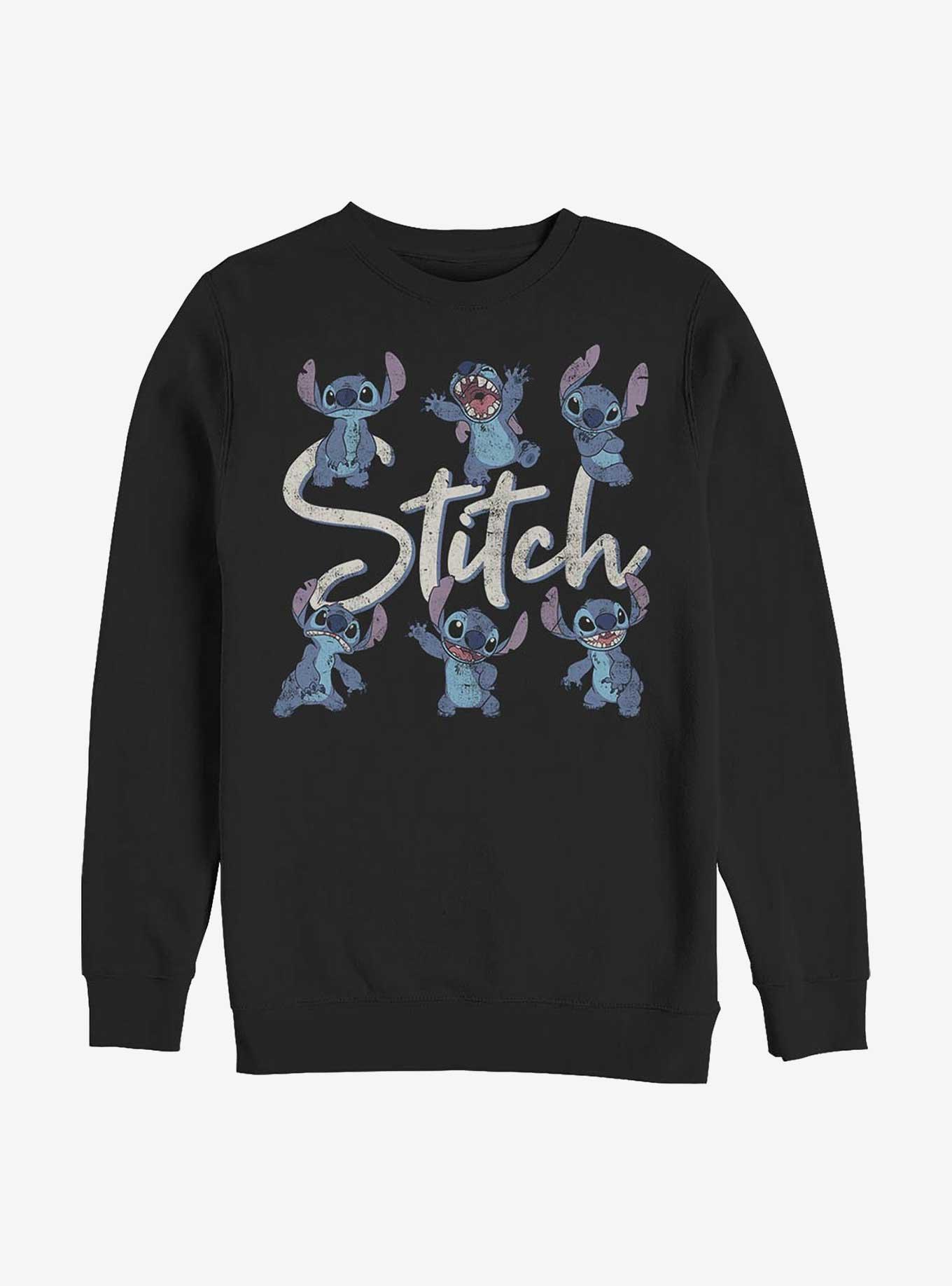 Disney Lilo & Stitch Poses Crew Sweatshirt, BLACK, hi-res