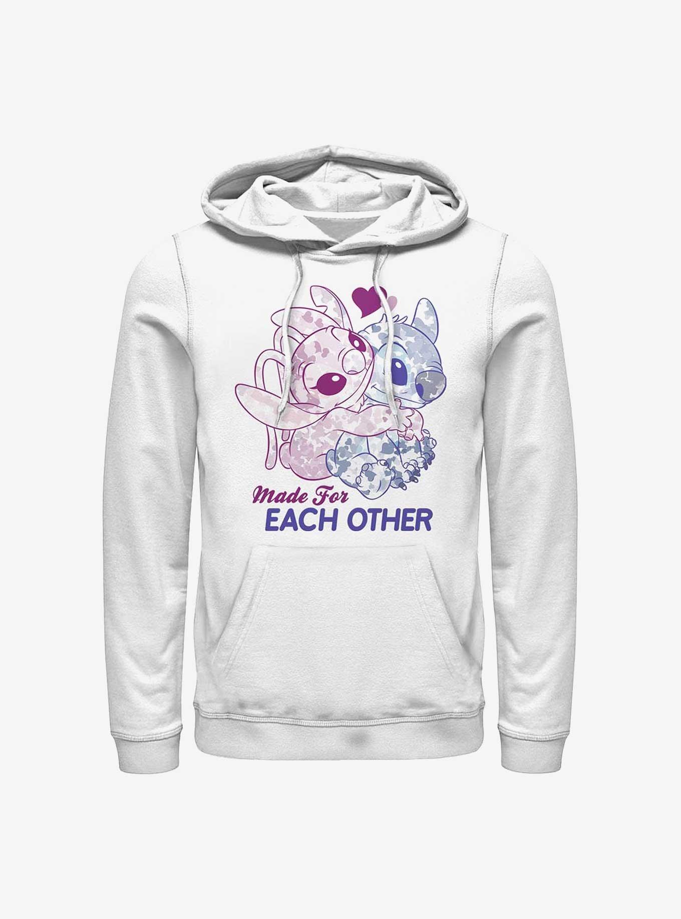 Disney Lilo & Stitch Made For Eachother Hoodie, WHITE, hi-res