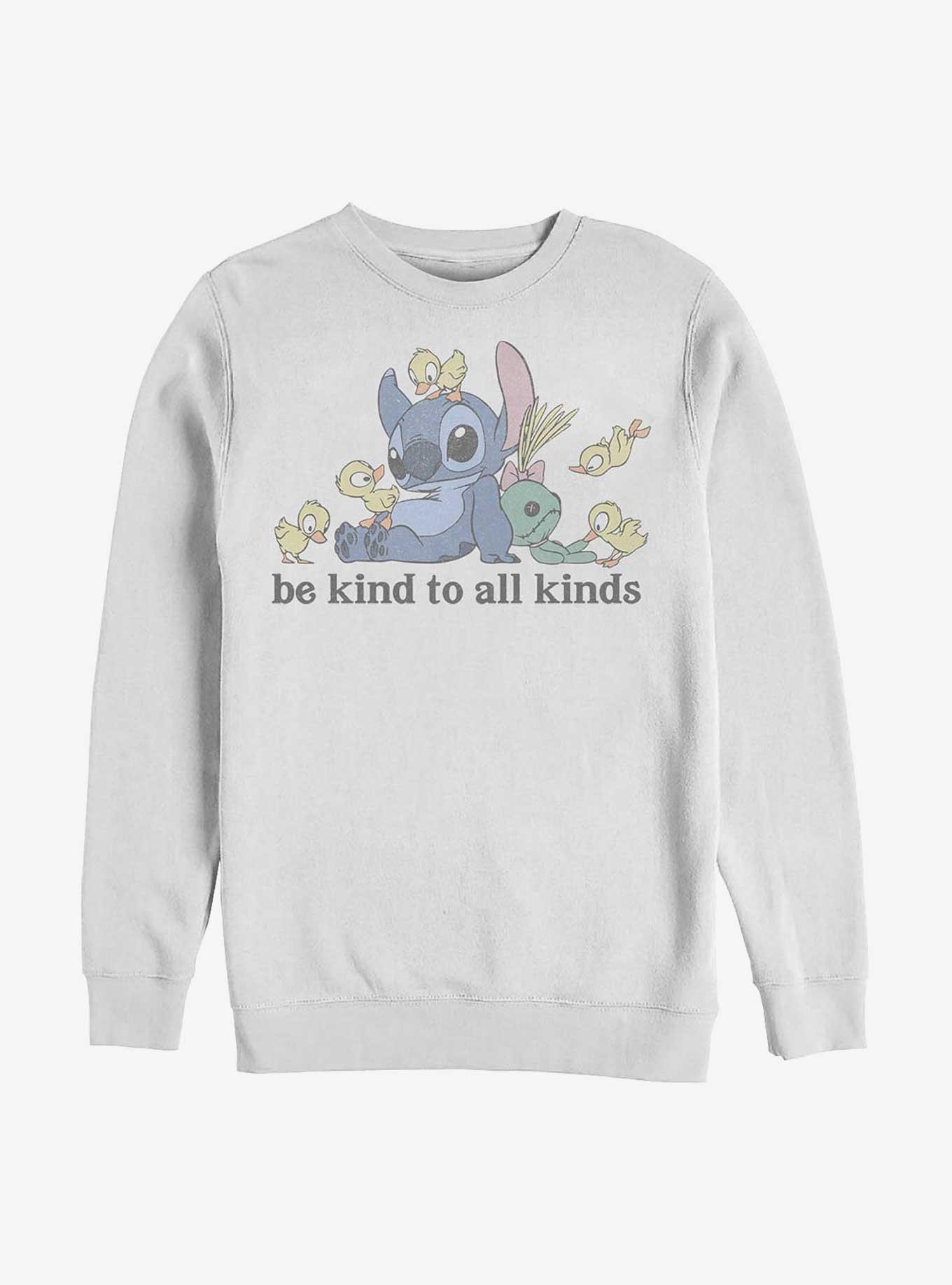 Disney Lilo & Stitch Be Kind To All Kinds Crew Sweatshirt, WHITE, hi-res