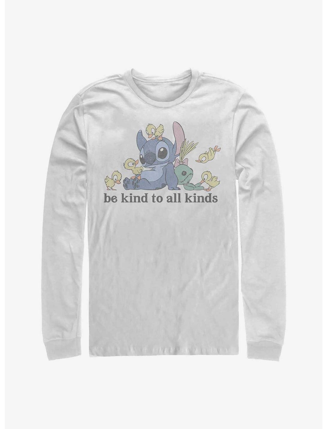 Disney Lilo & Stitch Be Kind To All Kinds Long-Sleeve T-Shirt, WHITE, hi-res