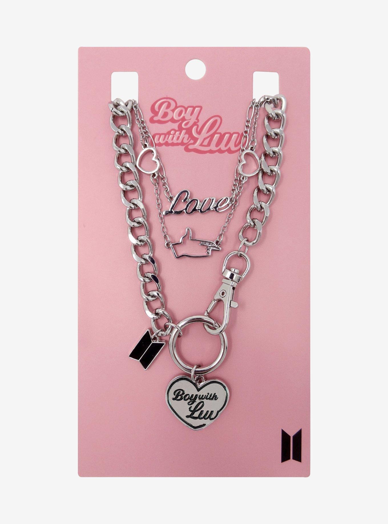 BTS Boy With Luv Assorted Charms Necklace Set, , hi-res