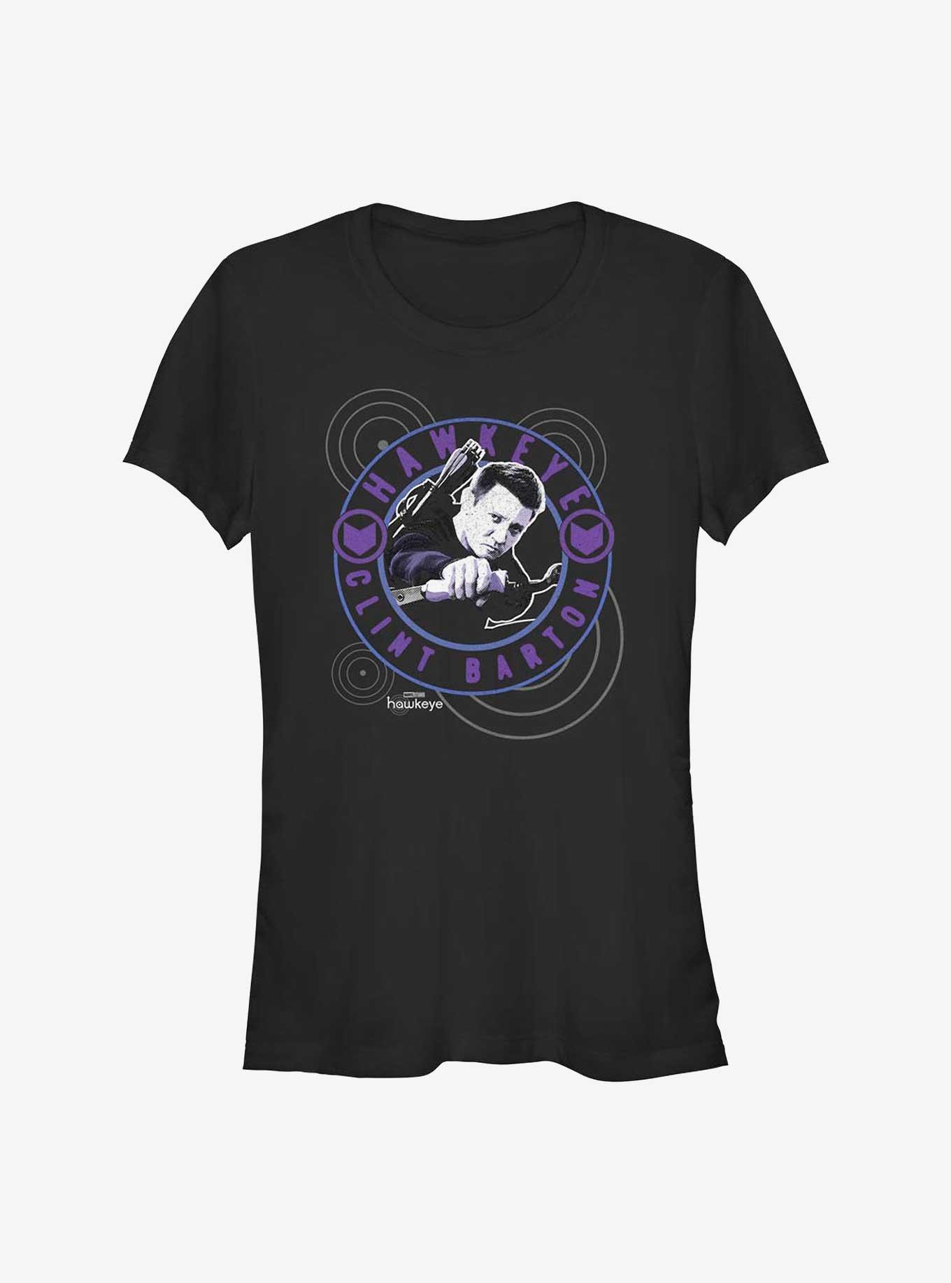 Marvel Hawkeye Clint Barton Stamp Girls T-Shirt, BLACK, hi-res