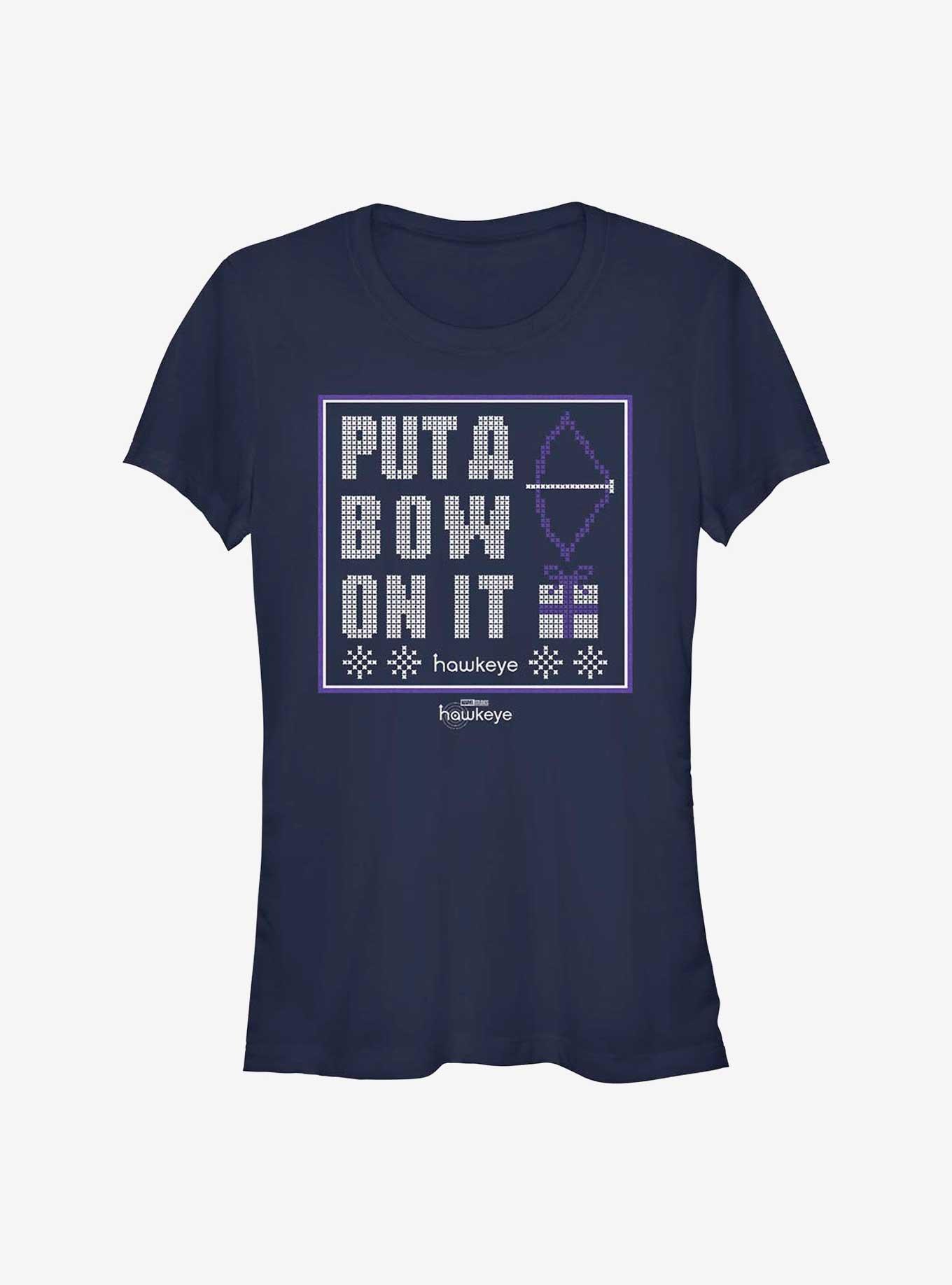 Marvel Hawkeye Put A Bow On It Girls T-Shirt, NAVY, hi-res