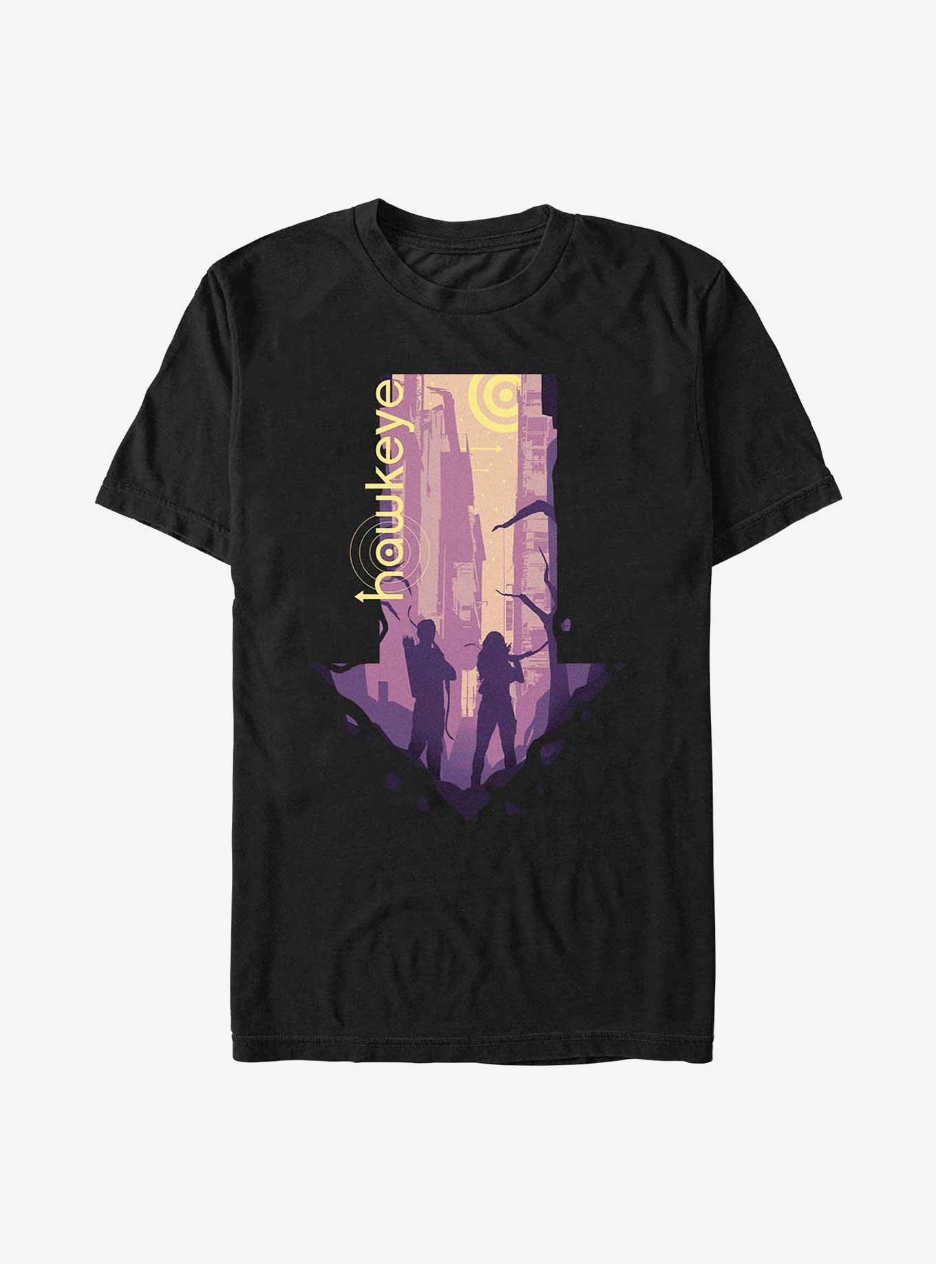 Marvel Hawkeye Cityscape Arrow Outline T-Shirt, BLACK, hi-res