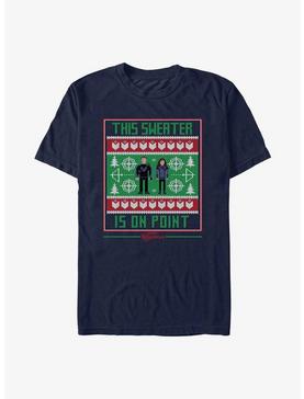 Marvel Hawkeye This Holiday Sweater Is On Point T-Shirt, NAVY, hi-res