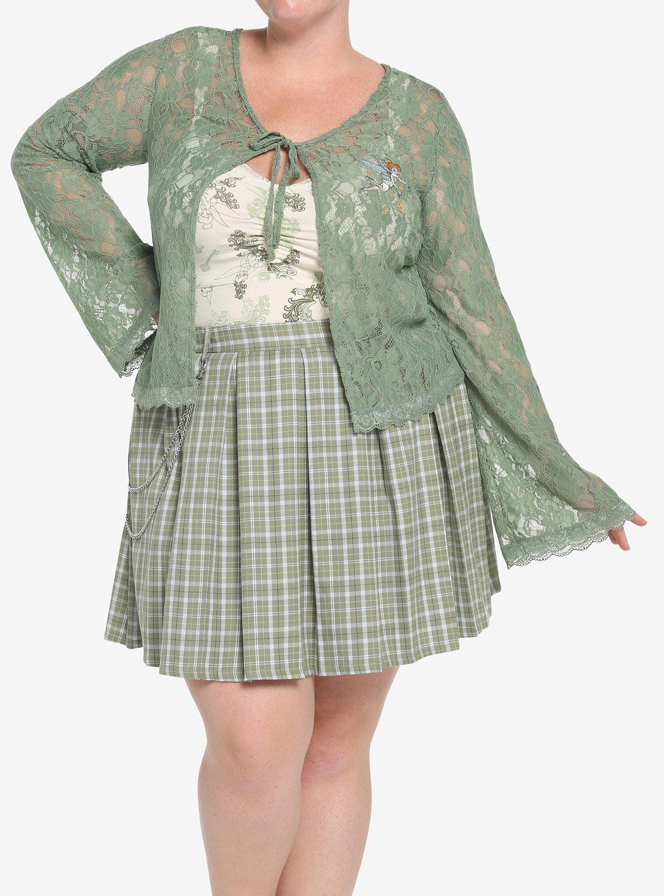 Her Universe Tinker Bell Lace Tie-Front Girls Crop Cardigan Plus Size, MULTI, hi-res