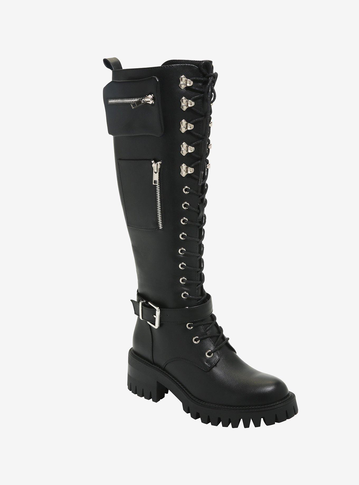 Lace boots hot sale knee high