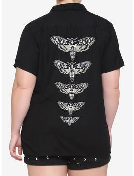 Death Moth Girls Resort Woven Button-Up Plus Size, , hi-res