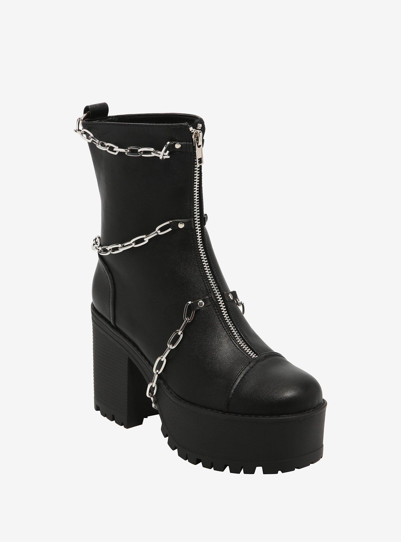 Black Multi Chain Platform Boots | Hot Topic