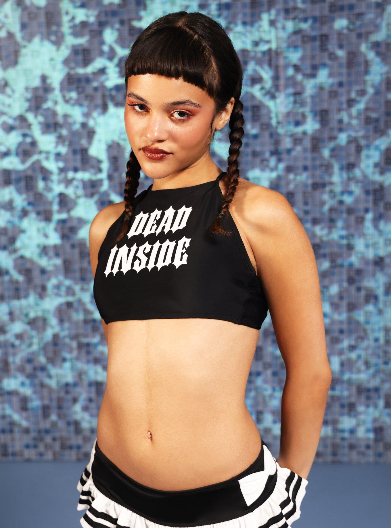 Dead Inside Halter Swim Top, MULTI, hi-res